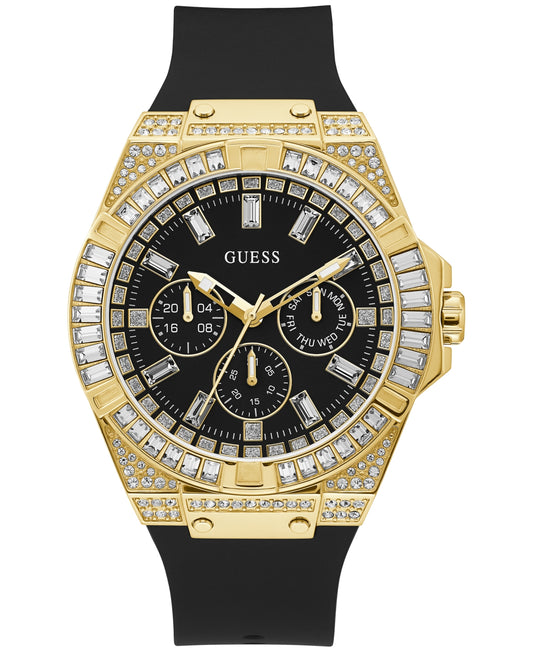 Guess Men's Black Silicone Strap Watch, 47mm