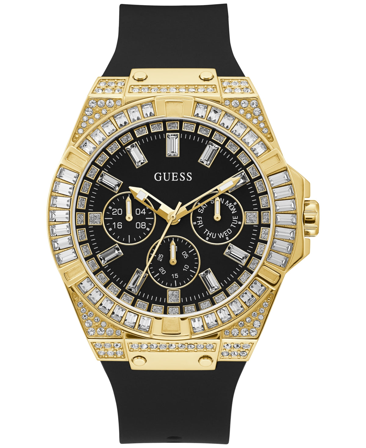 Guess Men's Black Silicone Strap Watch, 47mm