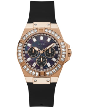 GUESS Damenuhr – 39 mm schwarzes Silikonarmband