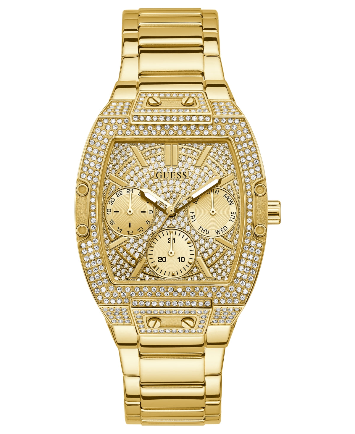 Guess Damenuhr, goldfarben, mit Kristallen – 38 mm Edelstahlarmband