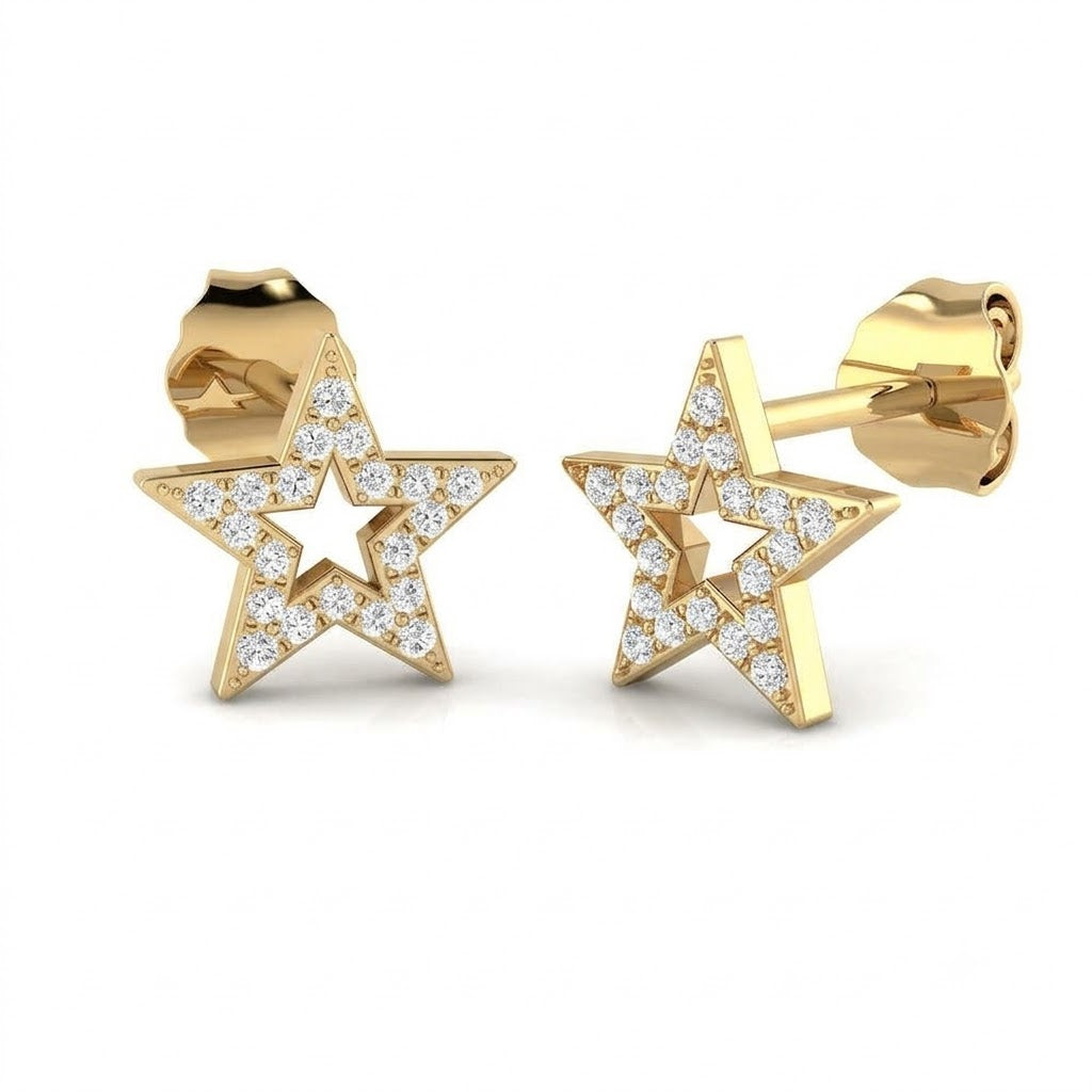 0.12ct Natural Diamond Round Cut Stud Earrings in 9K White or Yellow Gold