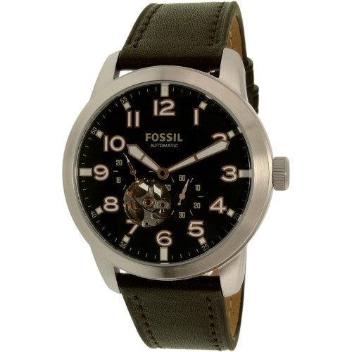 Fossil Men S Pilot 54 ME3118 Silver Leather Automatic Watch