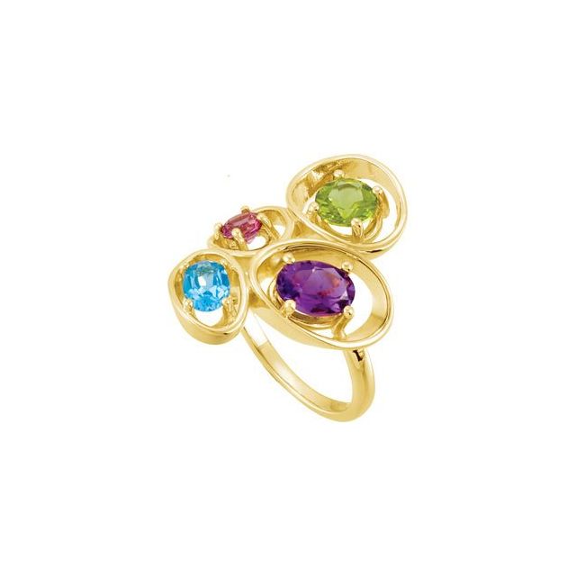 Oval Multi-Gemstone Multi Stone Ring in Yellow Gold