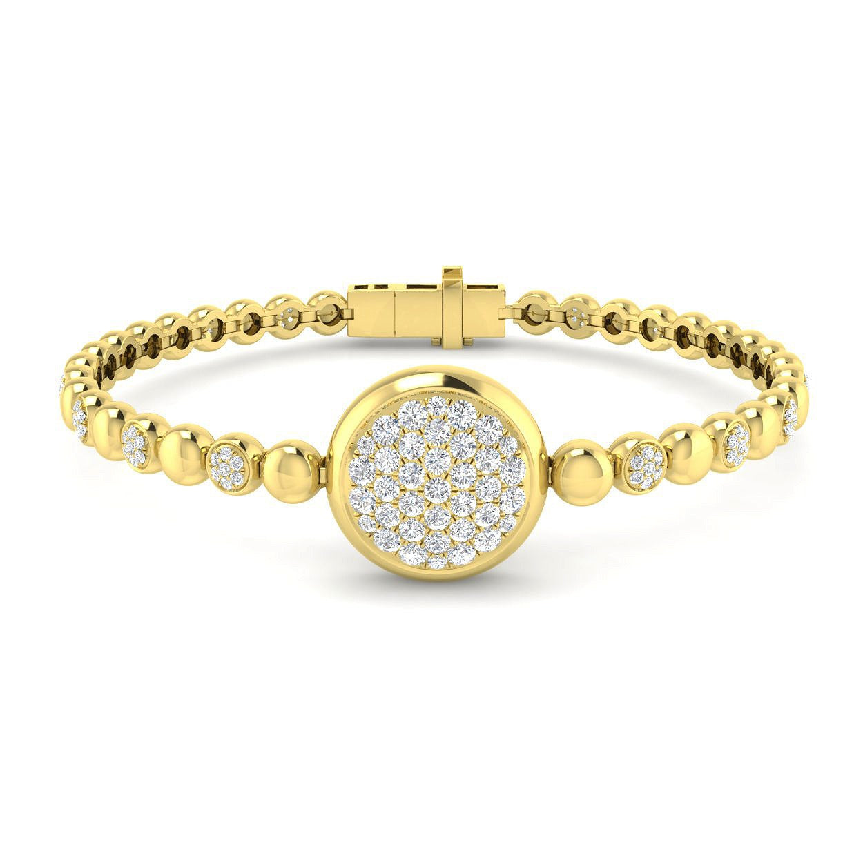 Lab Round Diamond Bracelet, 18K Gold Beaded Diamond Bracelet, Fine 18K Diamond Bracelet