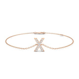 Luxury 18K Gold Diamond Alphabet X Bracelet