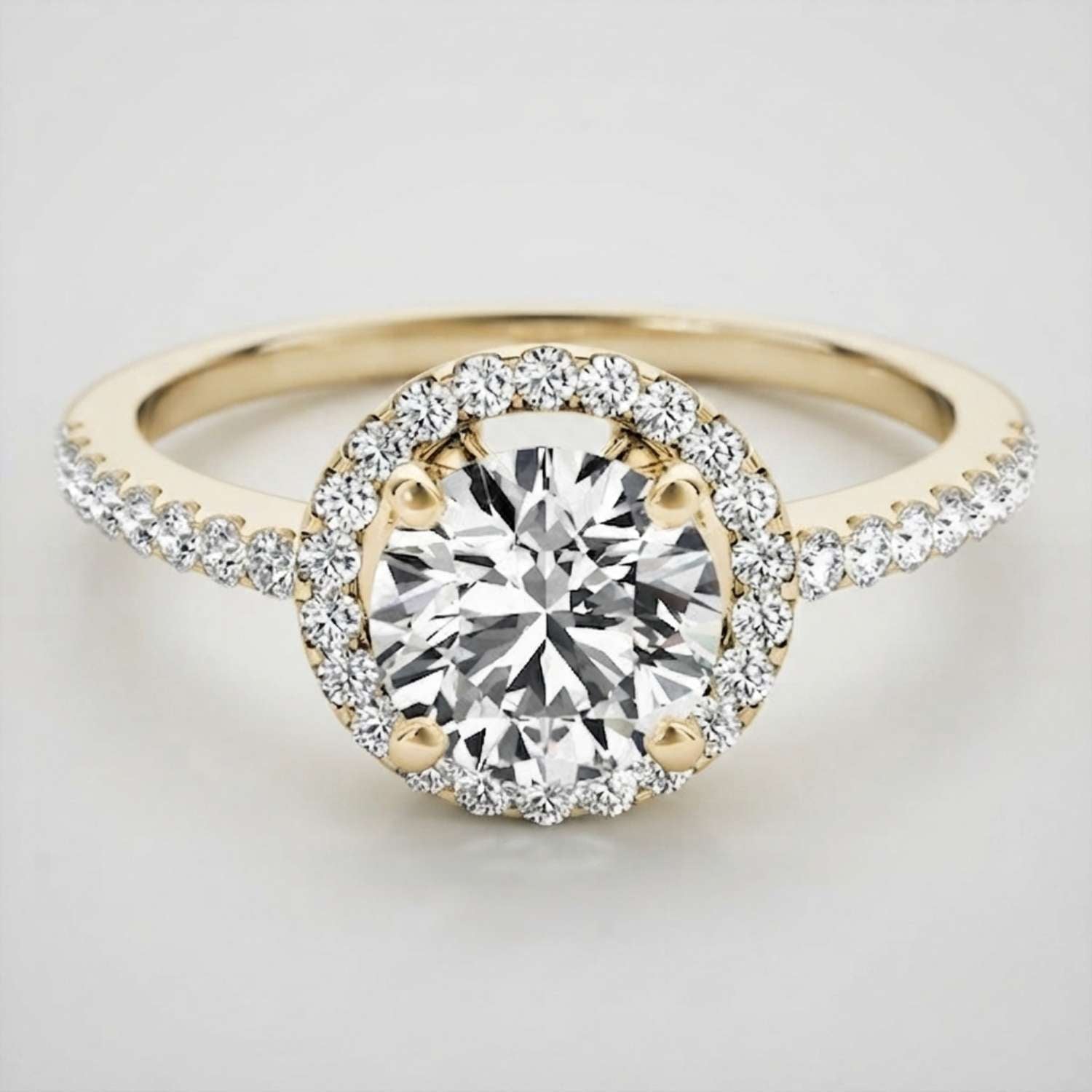 Elegant 18K white gold round brilliant-cut diamond engagement ring showcasing a secure prong setting.