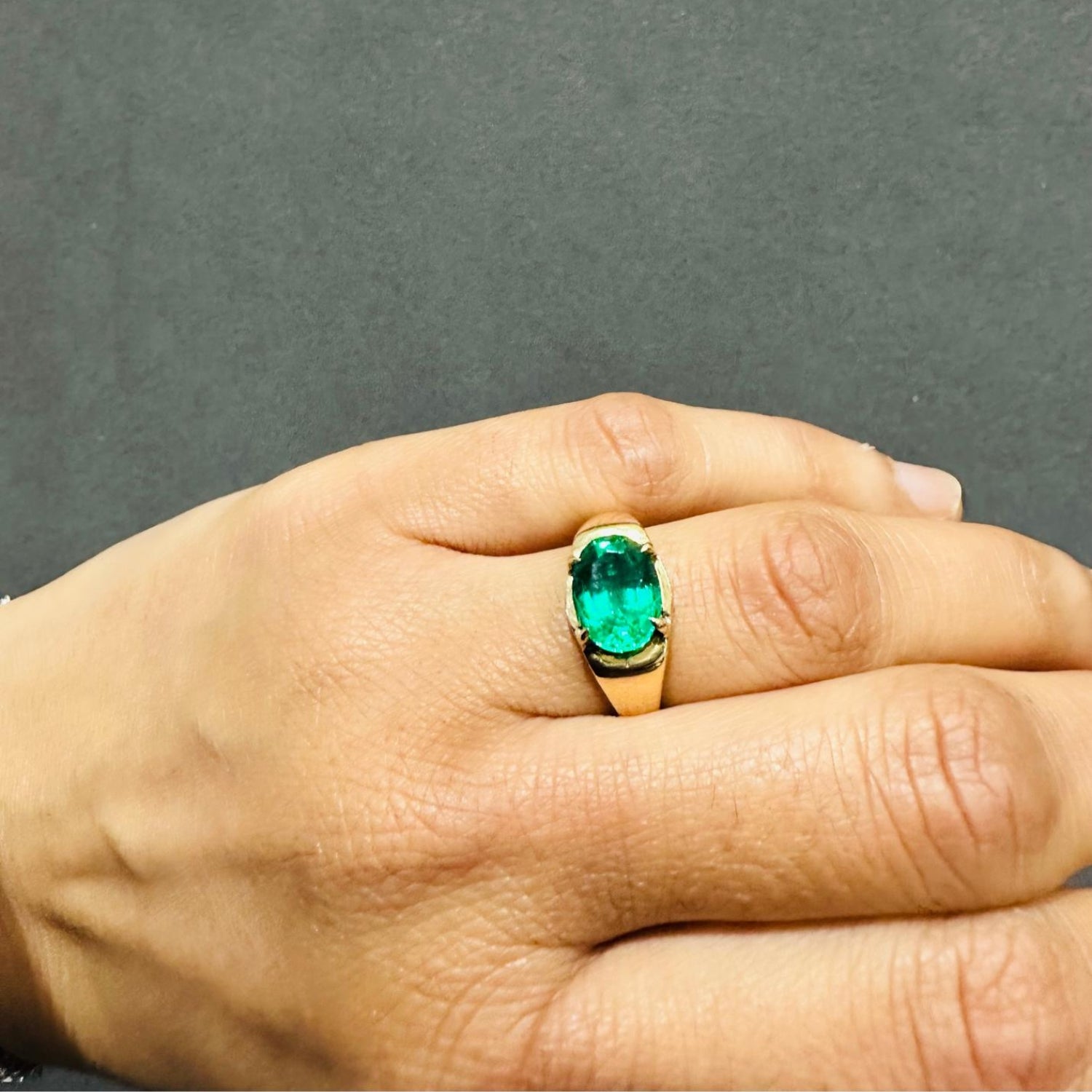 gemstone ring emerald ring oval cut gemstone 18k yellow gold solitaire ring claw prong set 