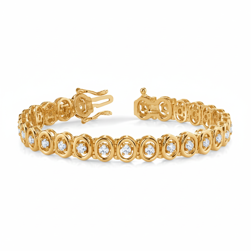 Classic Round Brilliant Diamond Tennis Bracelet in 9K/18K Gold or Platinum
