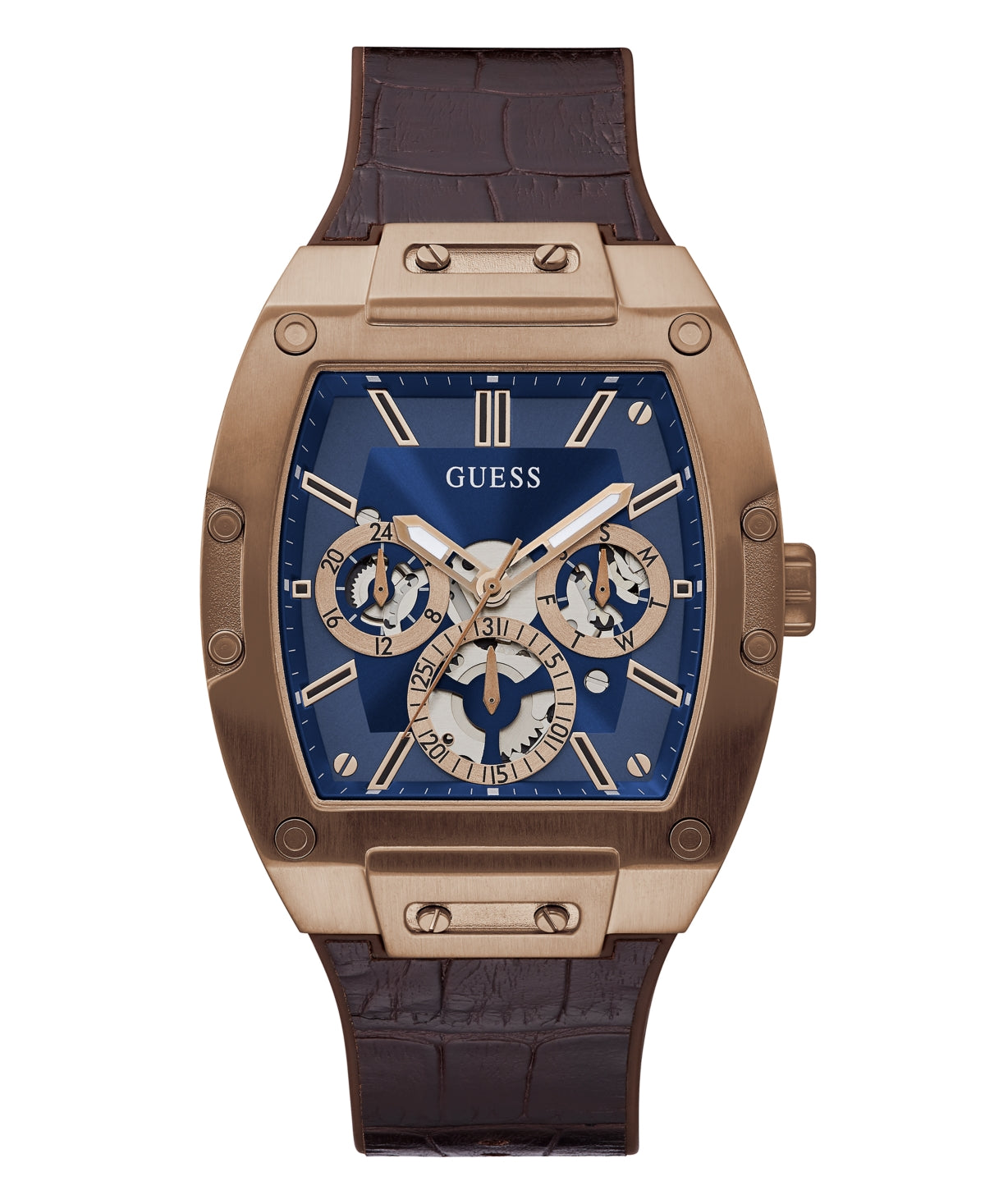 Guess Men’s Multi-Function Watch – Blue Dial, Rose Gold-Tone Case