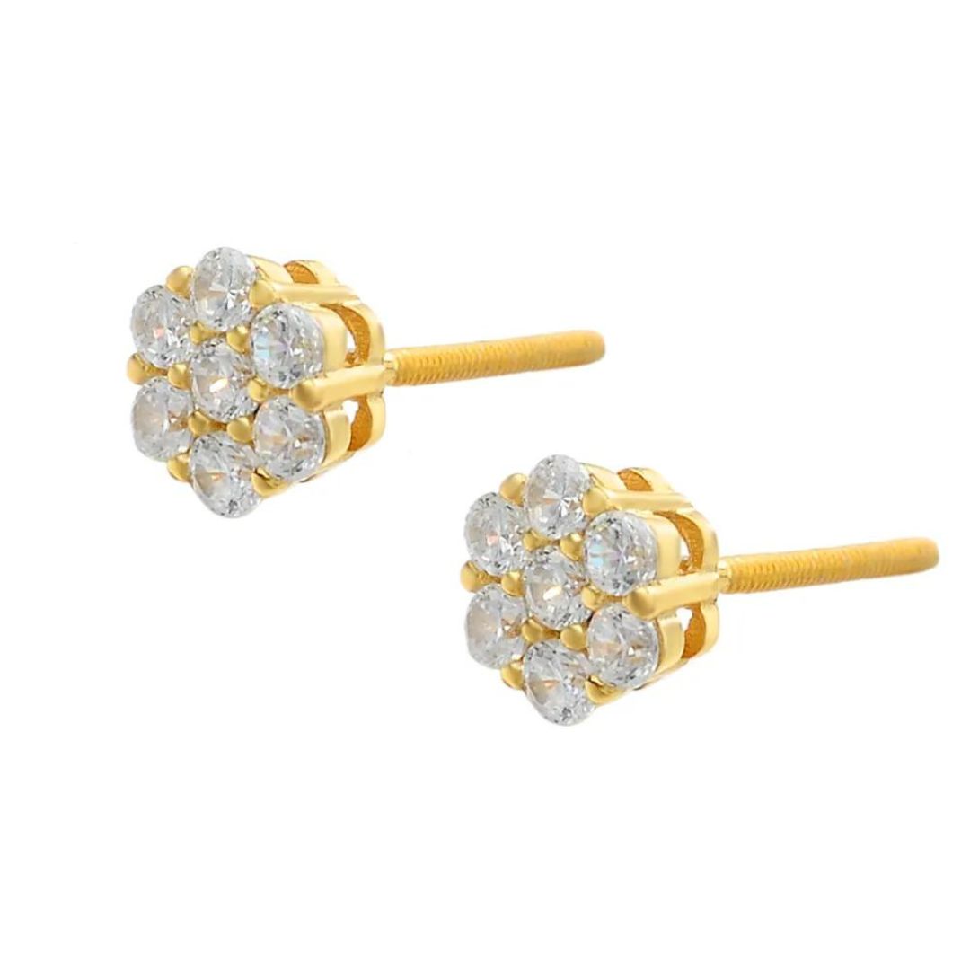 0.25ct Lab Diamond Cluster Earrings  Yellow Gold