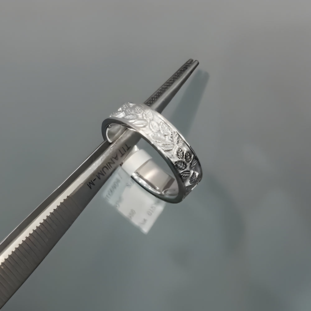 950 platinum leaf engraved ring, platinum leaf eternity band