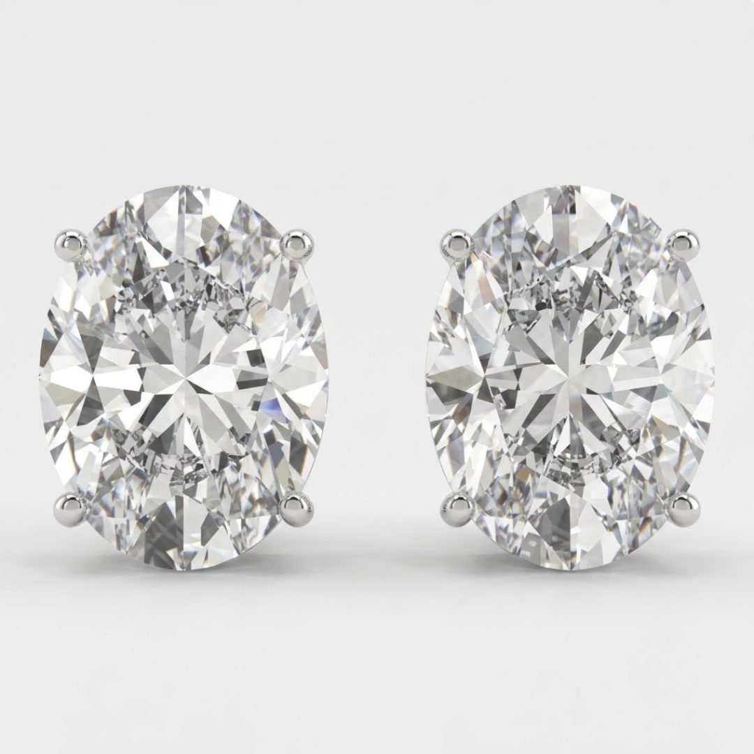 Lab-Grown Diamond Stud Earrings For Women | Oval Cut