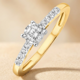 0.25ct Round Brilliant Lab Grown Diamond Shoulder Set Engagement Ring in 9K Yellow Gold