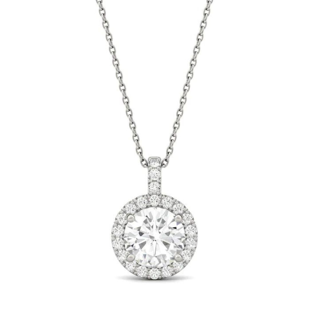 0.50ct Diamond Brilliant Cut Pendant In 18k White Gold