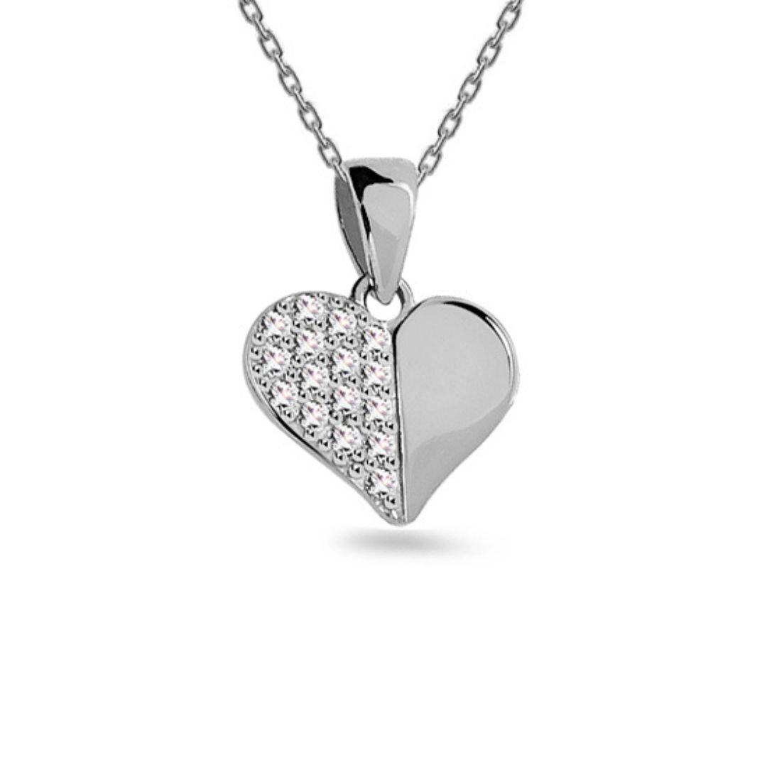 0.05Ct Round Lab Grown Diamond Heart Shape Pendant Necklace in Gold