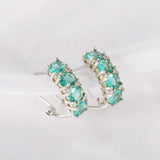 0.16Ct Oval Cut Aqua White Gold Half Huggie Tiny Studs Earring