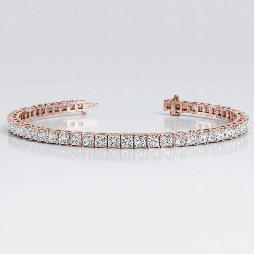 Princess Cut Diamond Tennis Bracelet – Natural & Lab Grown | Gold & Platinum