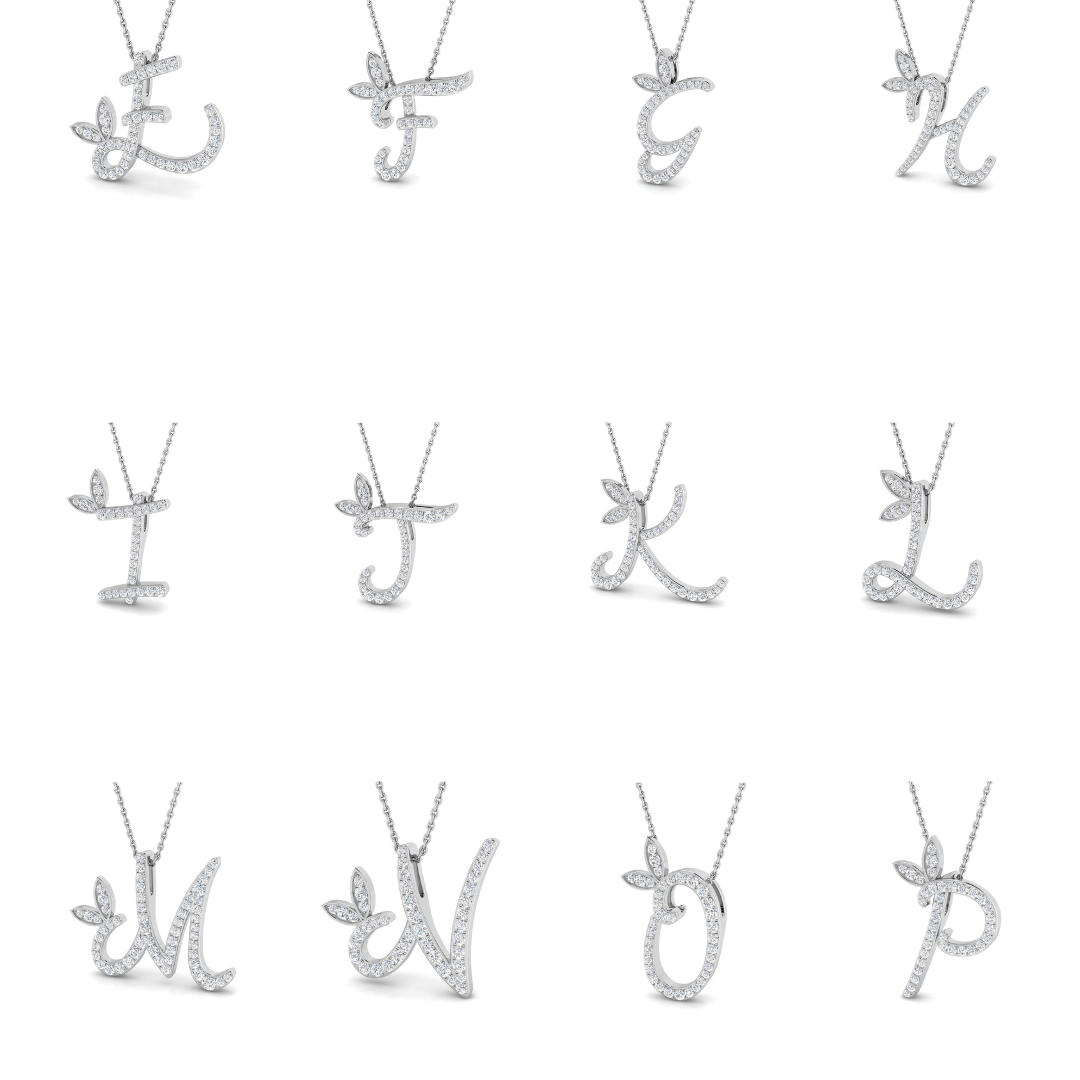 Gold Butterfly Initial Pendant Necklace with Diamonds