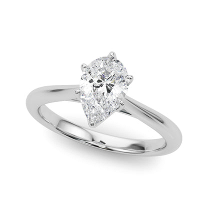 IGI Lab-Grown Pear Diamond 6 Prong Set Solitaire Engagement Ring, D Color VVS Clarity