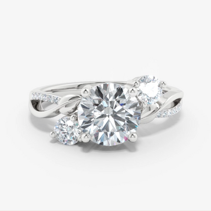 Lab-Grown Three Stone Diamond Twisted Vine Ring