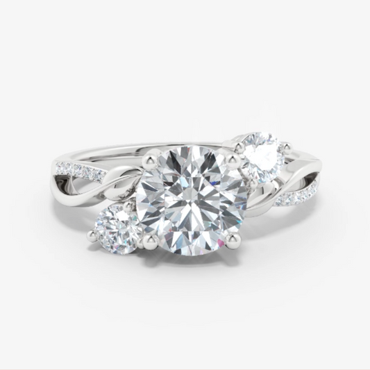 Lab-Grown Three Stone Diamond Twisted Vine Ring