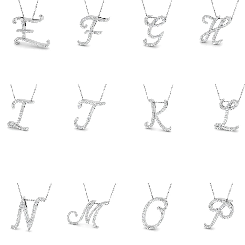Diamond Initial Pendant in Gold & Platinum | A-Z Personalized Pendant Without Chain