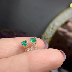 0.30Ct Oval Emerald Solitaire Studs Earring in Gold