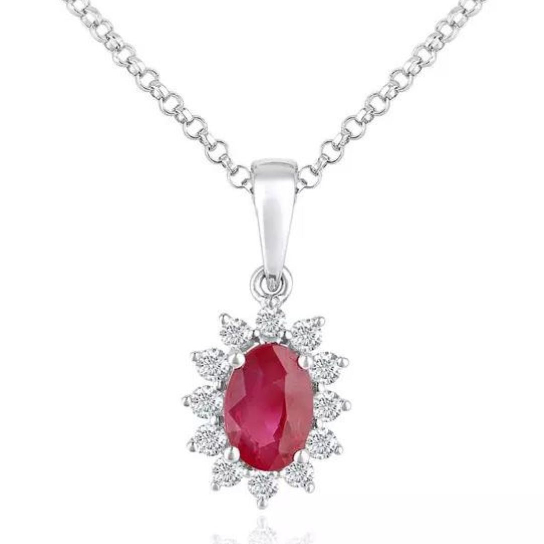 Ruby Diamond Pendant In 18k Gold