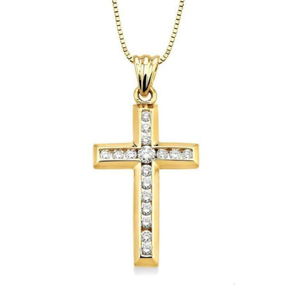 1.00ct Cross Pendant Lab Diamond In Yellow Gold