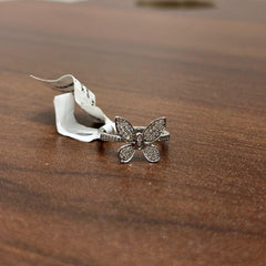 0.35Ct Natural Diamond butter Fly Art Ring Crafted in 9k White Gold