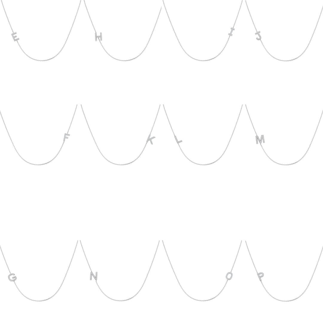 Diamond Sideways Initial  Necklace