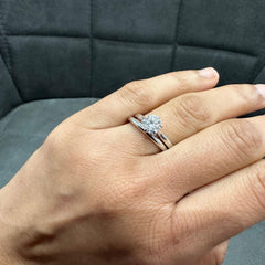 1.00Ct Six Prong Solitaire Wedding Ring Set Crafted in 9K White Gold