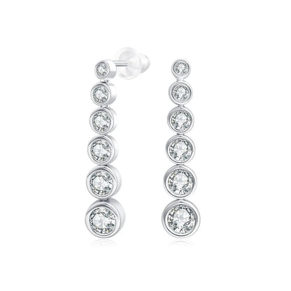 1ct Lab Diamond Drop Earrings In White Gold