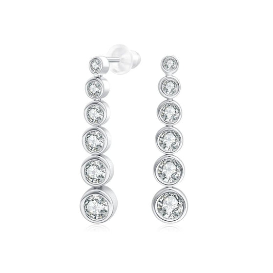 1ct Lab Diamond Drop Earrings In White Gold