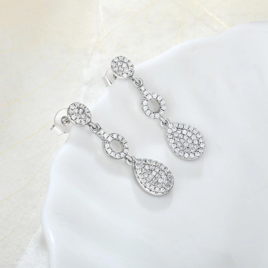 1.00Ct Dangle Drop Lab Grown Diamond White Gold Earrings