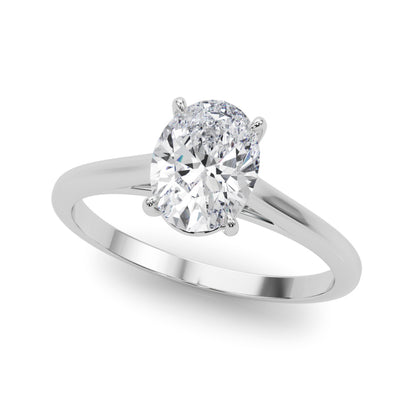 IGI Lab-Grown Oval Diamond 4 Prong Solitaire Engagement Ring, VVS Clarity D Color