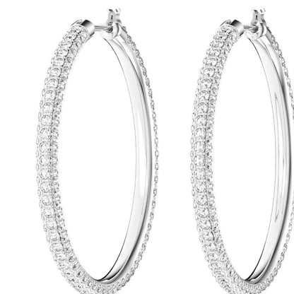 0.8ct Diamond Hoop Earrings 35mm In Silver