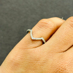 v shape natural diamond band 