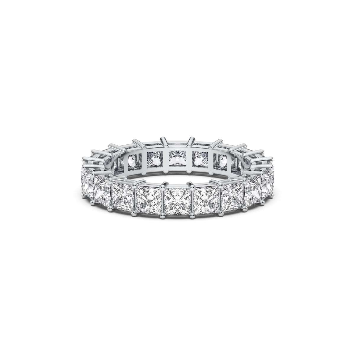 princess cut diamond ring, natural diamond eternity band, 18k white gold ring, full eternity wedding band, princess diamond band