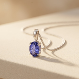 7 x 5mm Oval Tanzanite Solitaire Pendant Necklace in 925 Sterling Silver (0.85ct)