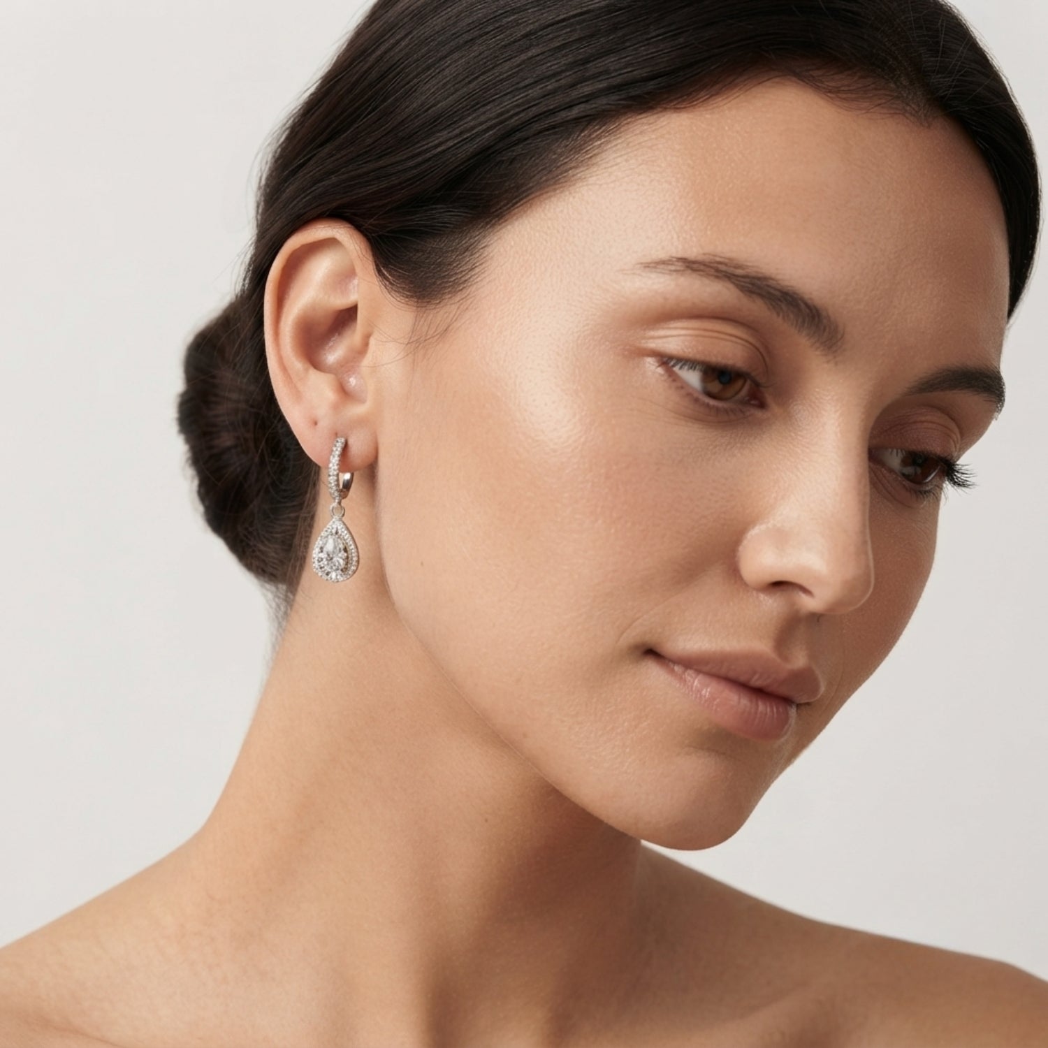 0.30Ct Lab Grown Diamond Dangle Drop Earrings in 9K White Gold