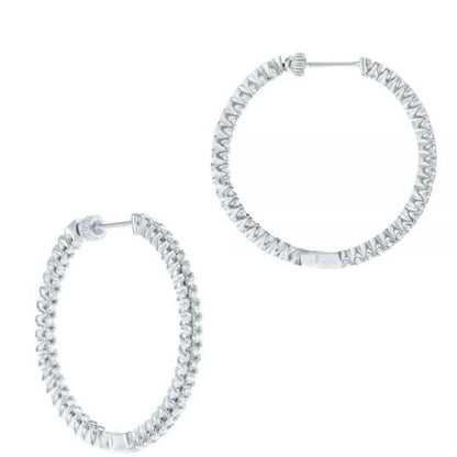 Lab Diamond Hoop Earrings H/Si Quality In White Gold