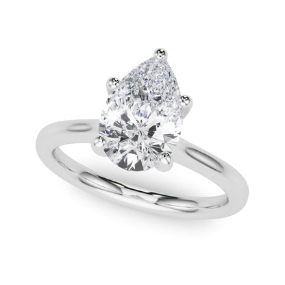 IGI Lab-Grown Pear Diamond 5 Claw Solitaire Engagement Ring, D Color VVS Clarity