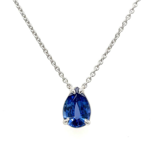 0.08ct Sapphire Lab Diamond Solitaire Necklace In Silver