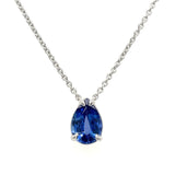 3.00Ct Lab Grown and Sapphire Pear Solitaire Diamond Pendant in Silver