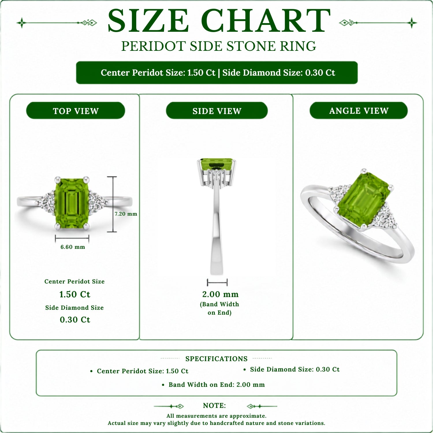 Emerald Peridot & Diamond Accented Ring in Gold and Platinum