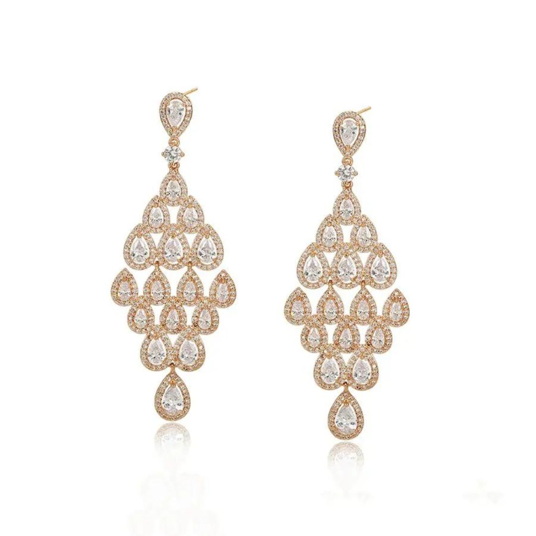 9.40ct Chandelier Round Diamond Earrings in 18k Gold