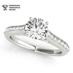 IGI Lab Grown Diamond Channel Set Solitaire Engagement Ring in Platinum | Side Stone Ring