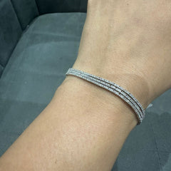 WGI Certified F-G/VS-SI 3.00Ct Natural Round Diamond 3 Line Bracelet in 14K White Gold