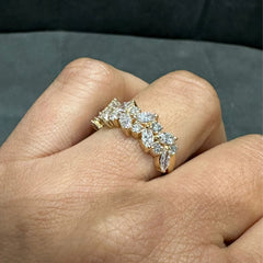 Marquise and Round Scatter Half Eternity Ring Crafted in 18K Yellow Gold